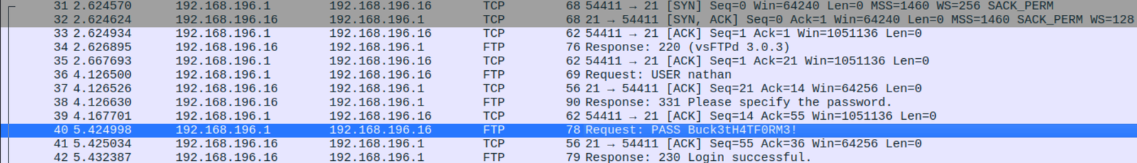 Archivo pcap con credenciales FTP