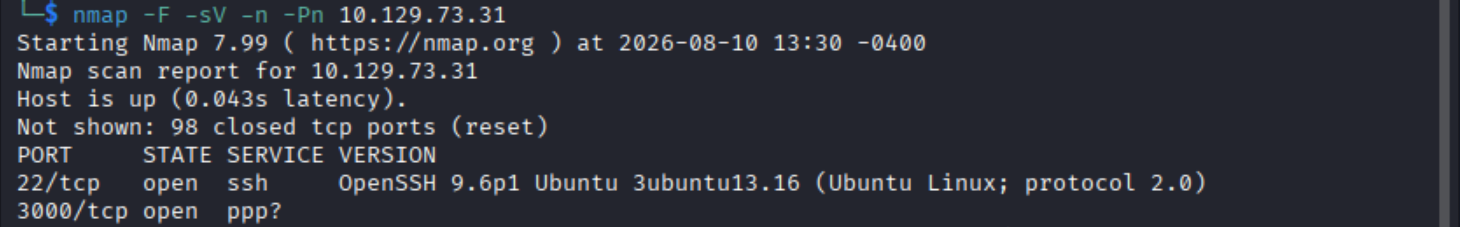 Escaneo de Reactor con nmap