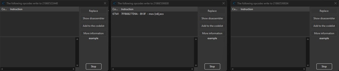 Cheat Engine, Escritura en memoria