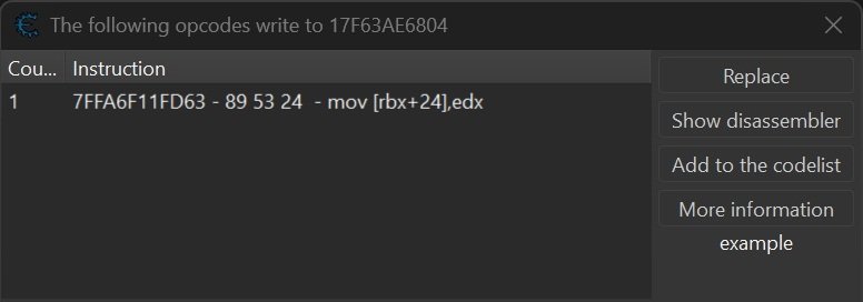 Cheat Engine, Captura de la escritura en memoria 17F63AE6804